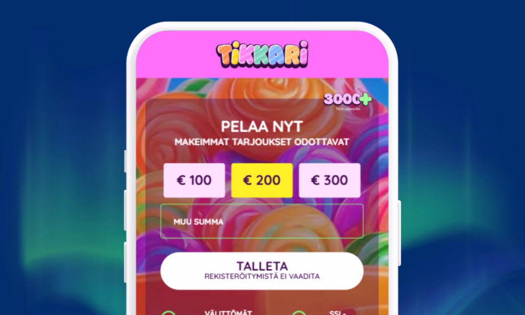 Talleta Tikkari Kasinolle verkkopankkitunnuksin.