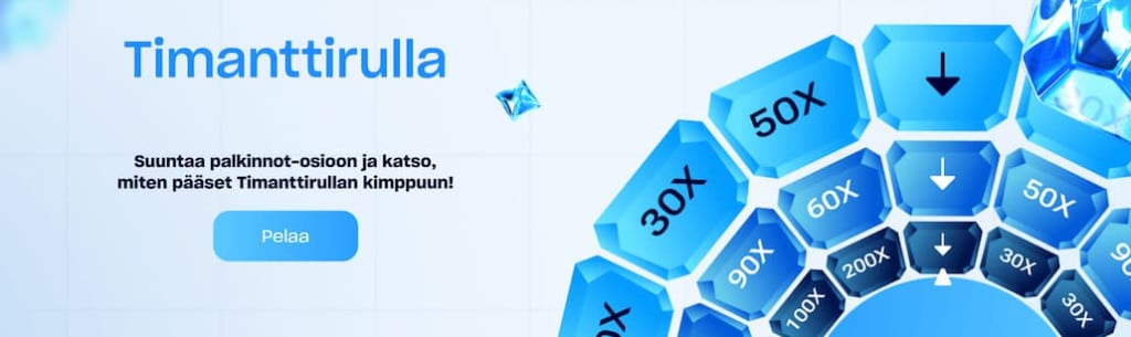 Pelaa Nyt Kasinon Timanttirullalta saa käteispalkintoja.