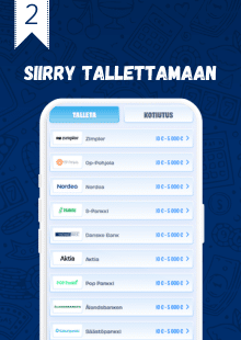 Valitse maksutapa ja siirry tallettamaan.