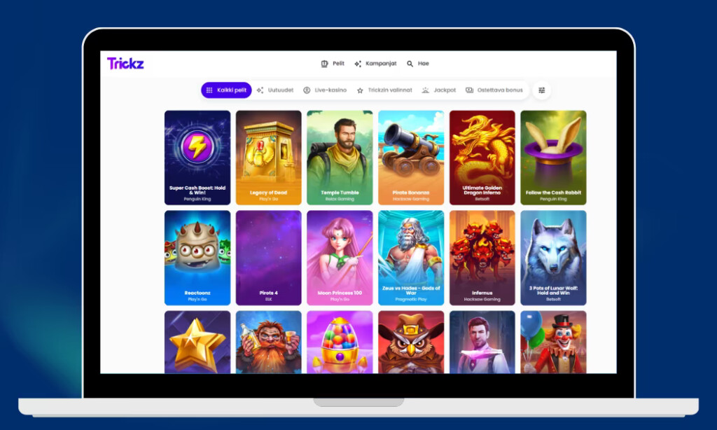 Trickz Casinolta löytyvät kaikki suositut kolikkopelit.