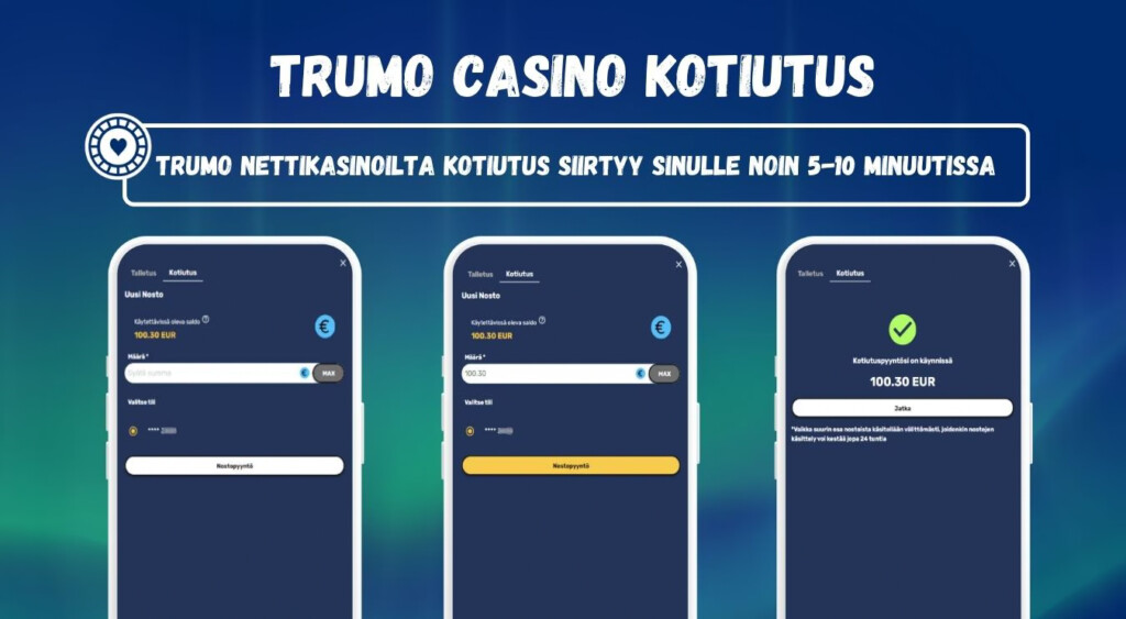 Trumo Casino kotiutus onnistuu muutamalla klikkauksella.