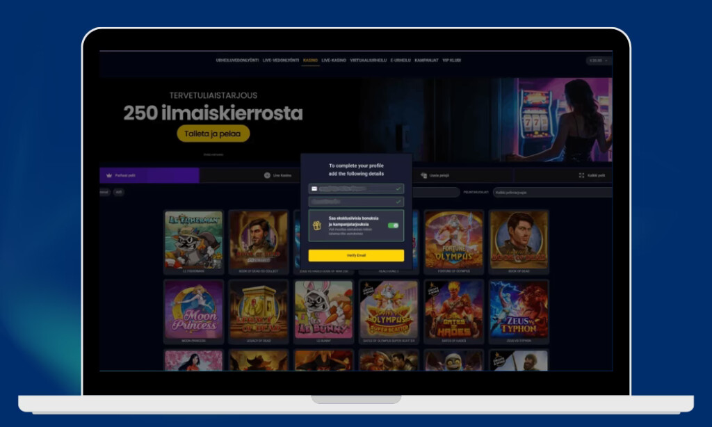 Trybet Casinon kirjautumisikkuna.