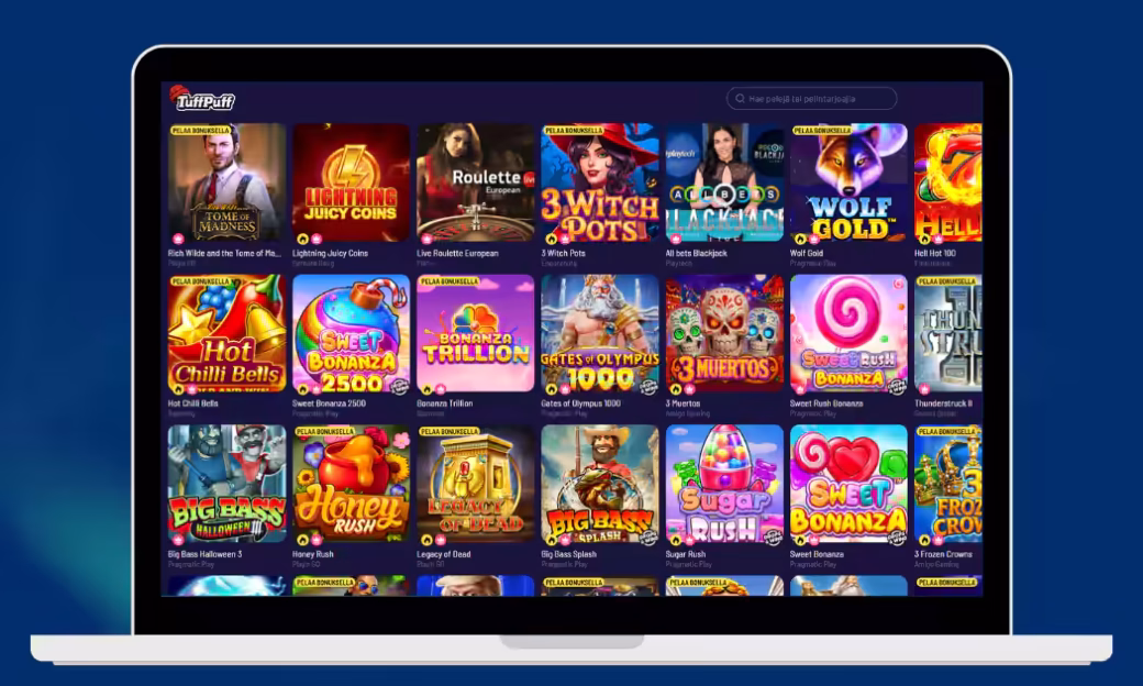TuffPuff Casino tarjoaa laajan valikoiman kolikkopelejä.