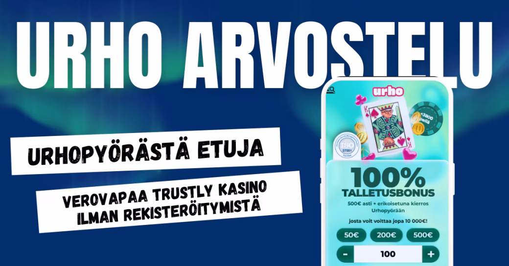 Urho Casino on verovapaa Trustly kasino ilman rekisteröitymistä, jonka Urhopyörästä pyöräytät bonusta.
