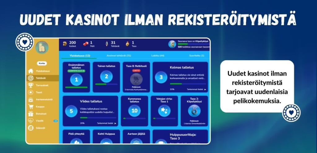 Uudet nettikasinot ilman rekisteröitymistä antavat uudenlaisia pelikokemuksia