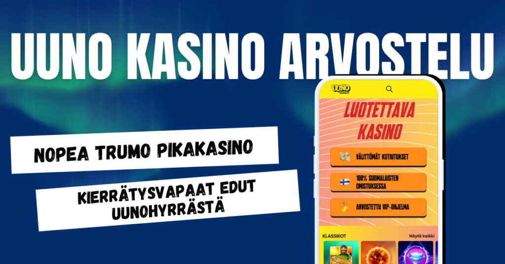 Uuno Kasino on nopea ja luotettava Trumo kasino, josta ensitalletuksella kierrätysvapaita etuja.