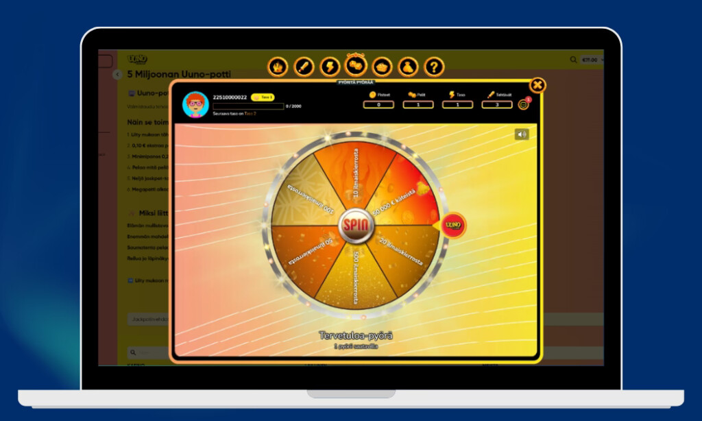 Uuno Kasinon Uunohyrrästä saa ensitalletuksilla ilmaiskierroksia tai jopa 50 000 € käteistä.