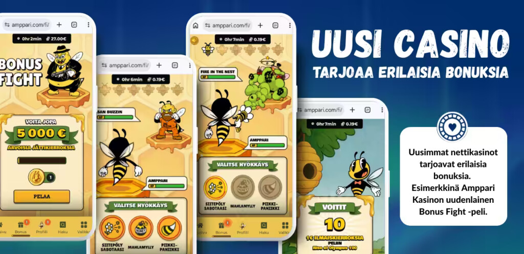 Uudet nettikasinot tarjoavat uudenlaisia bonuksia, kuten uusi Amppari kasino