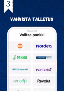 Vahvista verkkopankissa Valitse pankkisi ja vahvista Zimpler talletus.