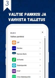 Valitse pankkisi ja vahvista talletus