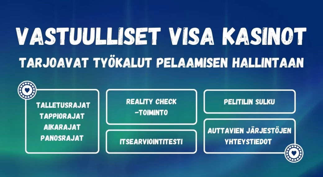 Visa kasinot ovat vastuullisia ja tarjoavat monipuolisen valikoiman työkaluja pelaamisen hallintaan.