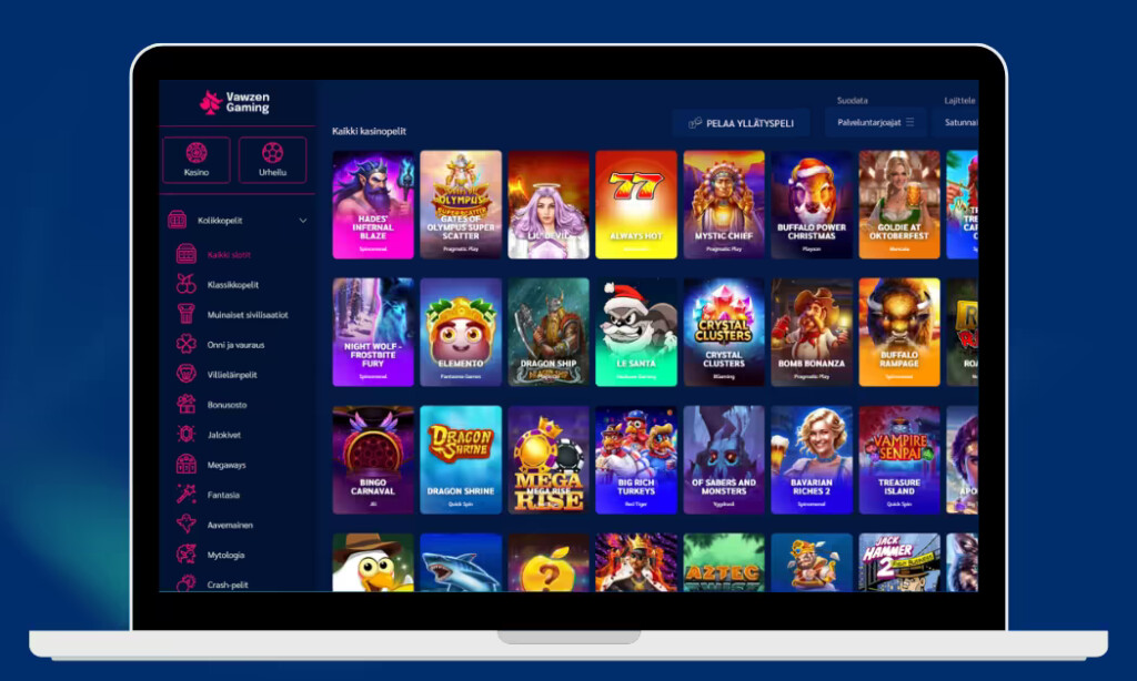 VawZen Gaming Casinolta löytyy laadukas valikoima kolikkopelejä.