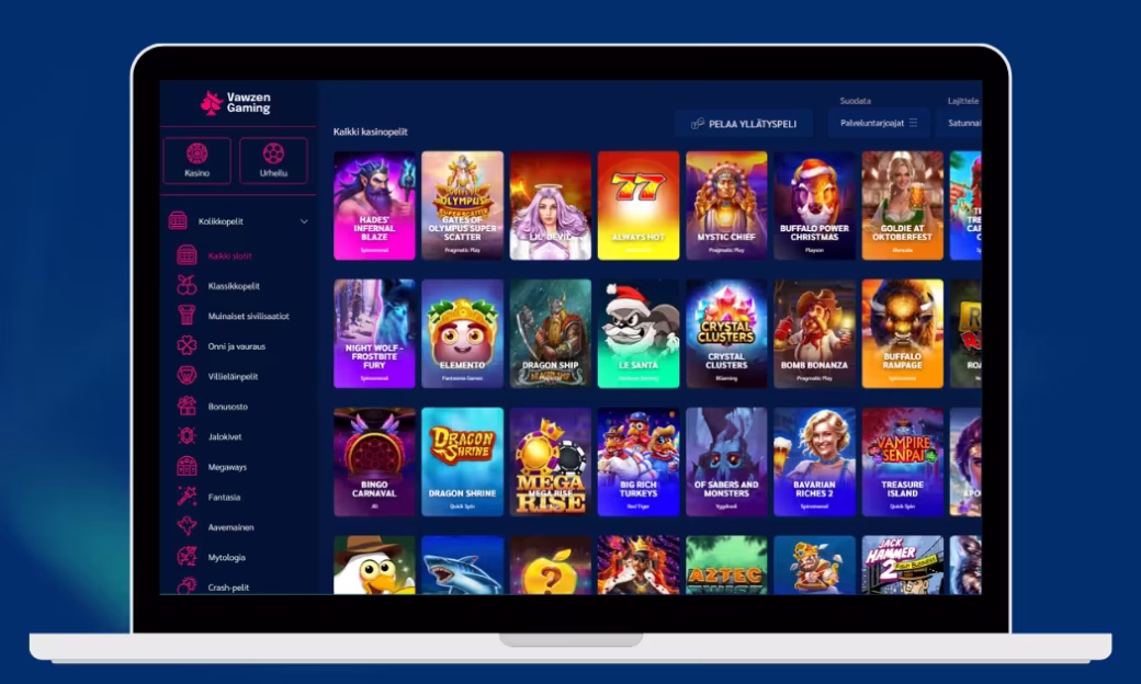 VawZen Gaming Casinolta löytyy laadukas valikoima kolikkopelejä.