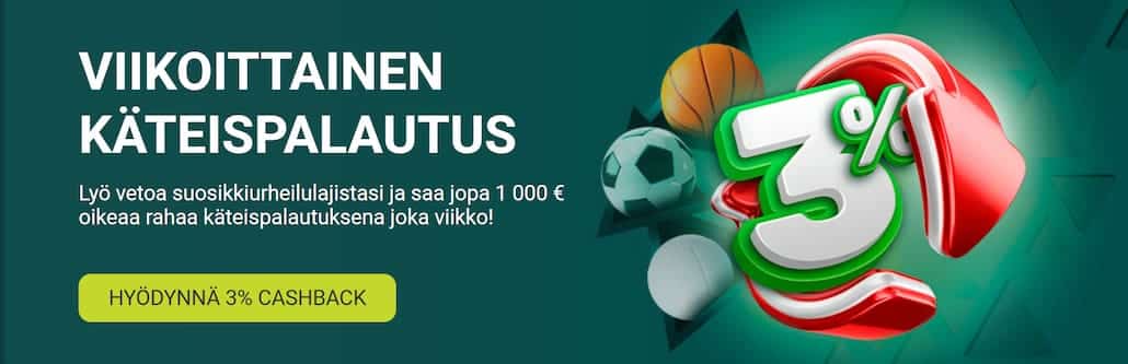 Vedonlyöntiin on myös mahdollista lunastaa käteispalautus.