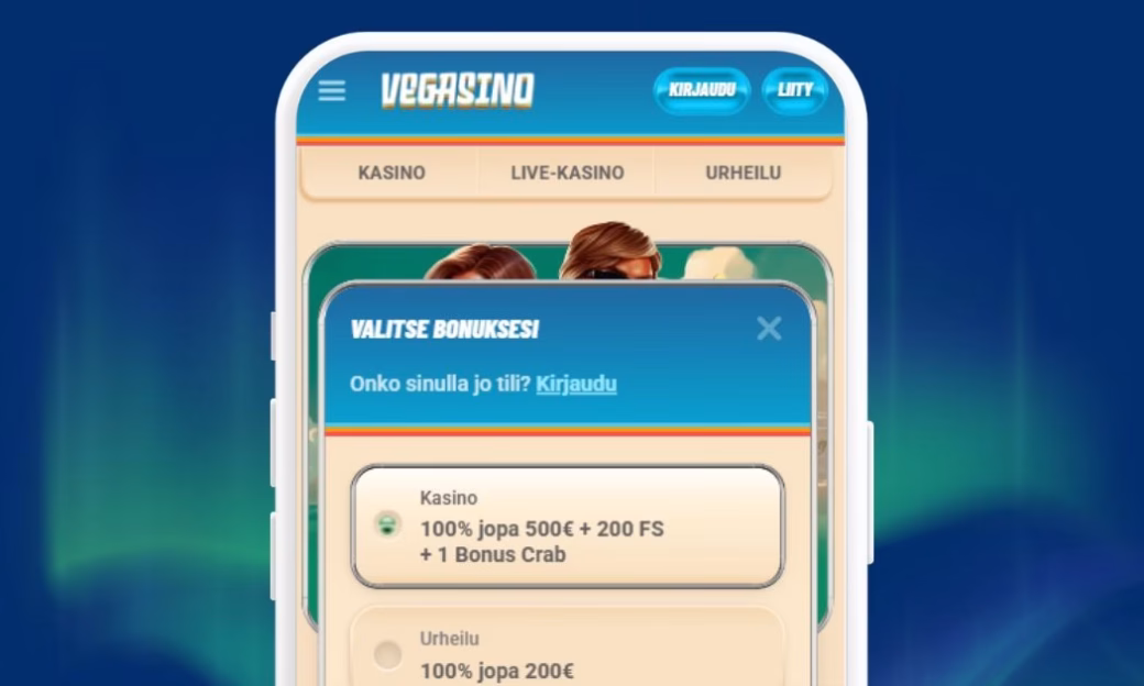 Vegasino Casinolle rekisteröidään pelitili