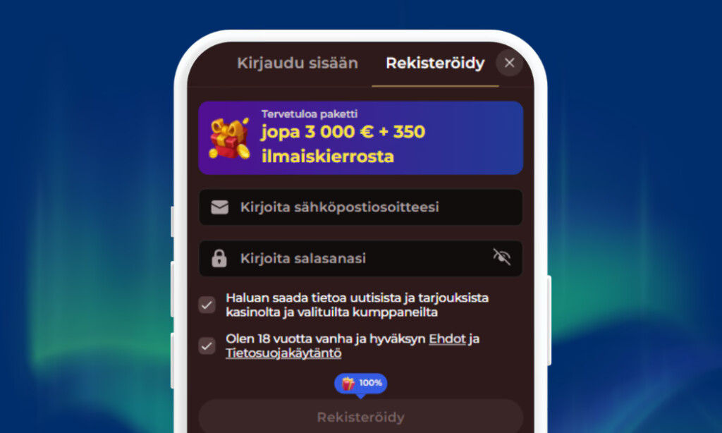 Vincispin Casinolle rekisteröidään pelitili.