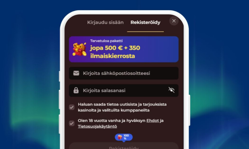 Vincispin Casinolle rekisteröidään pelitili