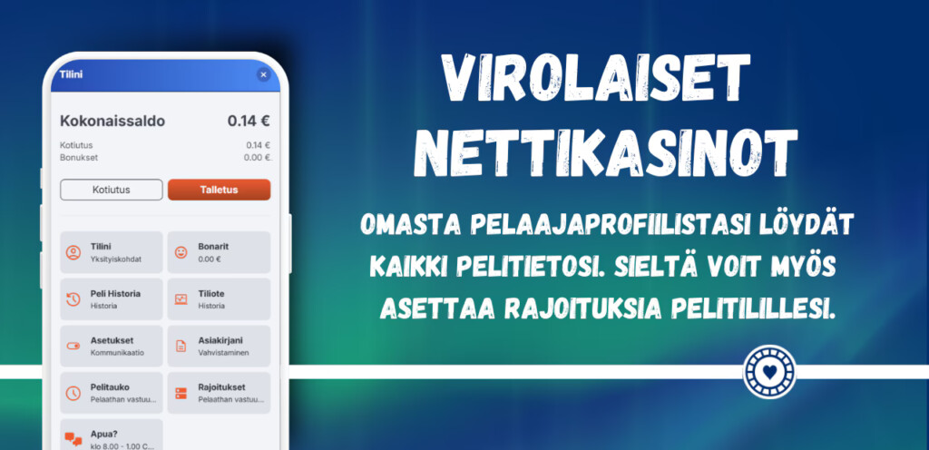 Löydät kaikki pelihistoriaasi liittyvät tiedot omasta pelaajaprofiilista virolaisilla nettikasinoilla.