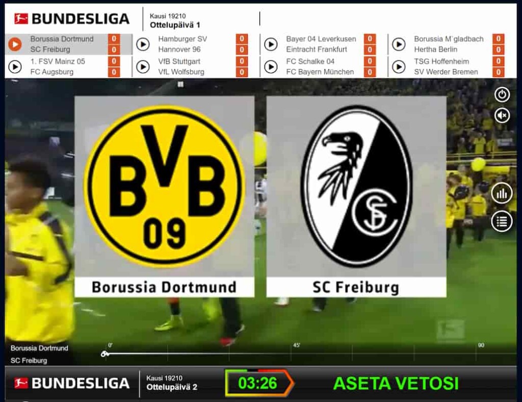 Virtuaalivedonlyönnissä alkamassa kuvitteellinen Bundesliga-ottelu.