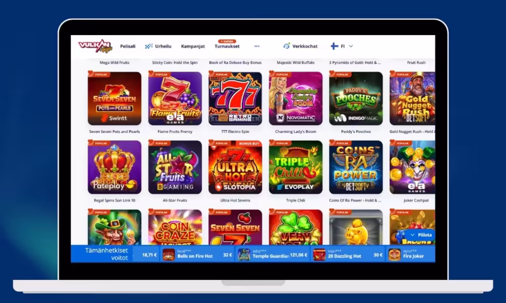 Vulkan Vegas kolikkopelivalikoimaa