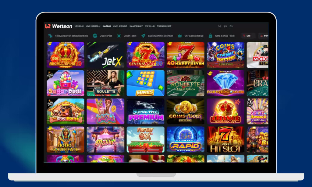 Wettsonilta löydät kaikki suositut kolikkopelit.