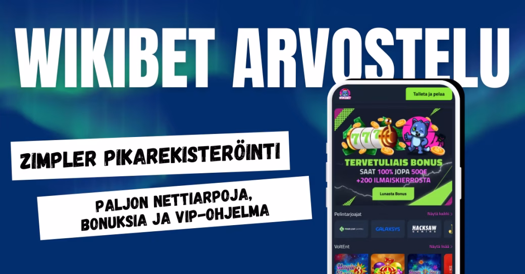 WikiBet Casino tarjoaa Zimpler pikarekisteröinnin, paljon nettiarpoja, bonuksia ja VIP-ohjelman.