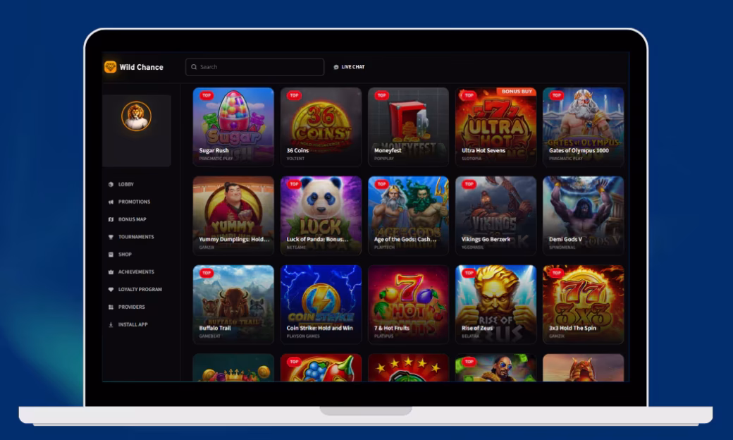 Wild Chance Casino tarjoaa laadukkaat kolikkopelit.