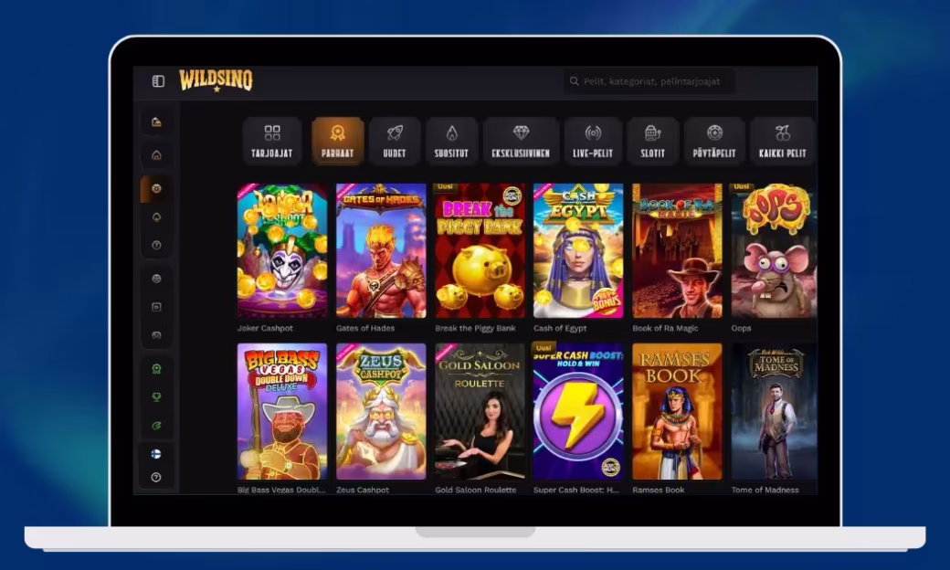 Wildsino casino noin 11 000 pelin valikoima
