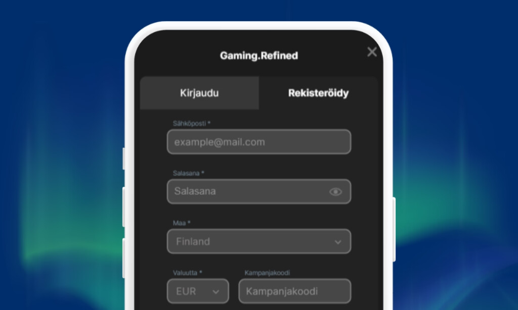 Ennen pelaamista WinCashinolle rekisteröidään pelitili.