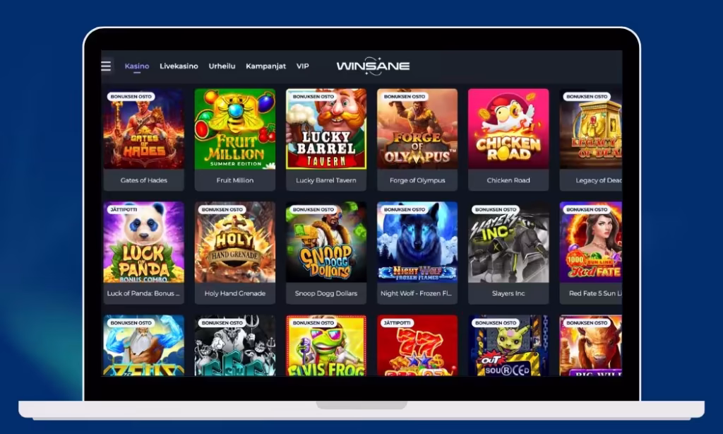 Winsane Casino kolikkopelivalikoimaa
