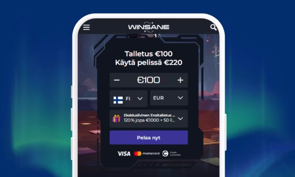Rekisteröi pelitili Winsane Casinolle