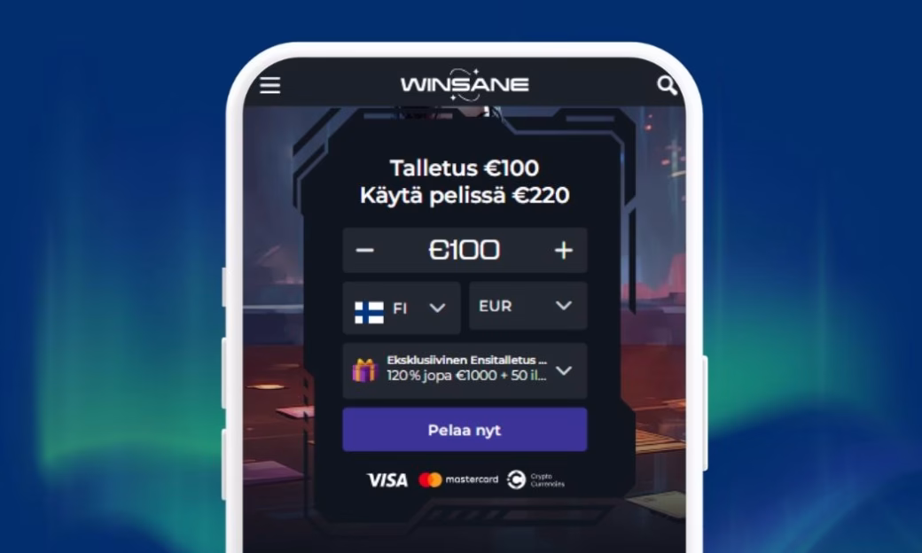 Rekisteröi pelitili Winsane Casinolle