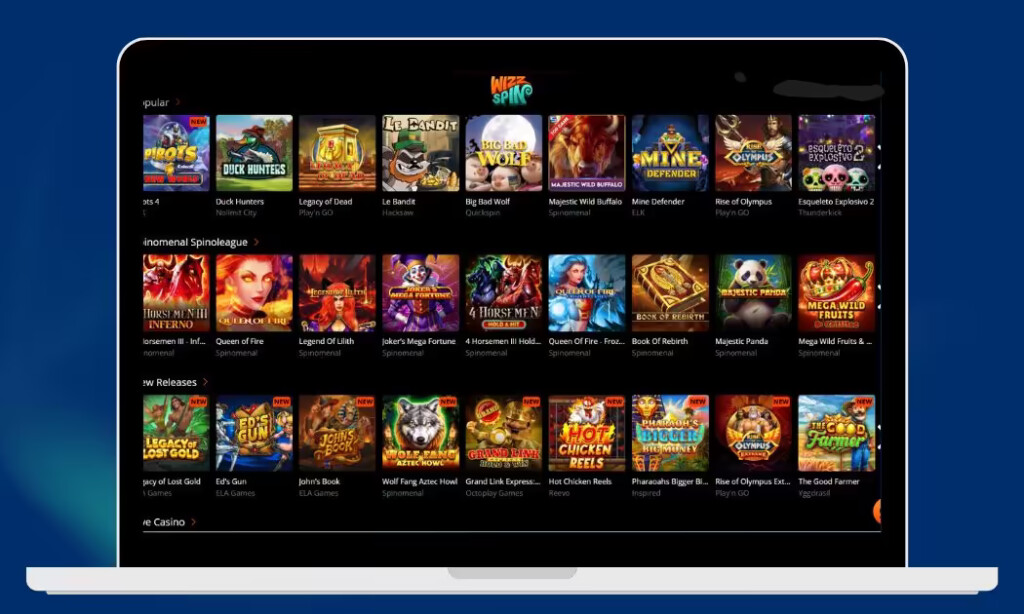 Wizz Spin Casino kolikkopelien valikoima