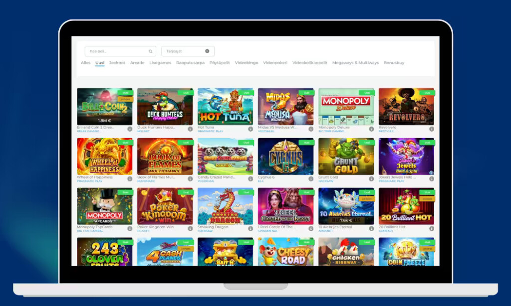 WolfyCasino kolikkopelien valikoima.